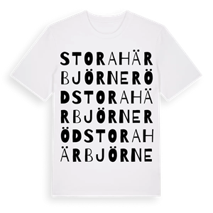Stora Härbjörneröd ordlek t-shirt – ekologisk bomull t-shirt från Pinshirt