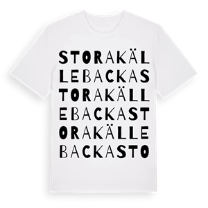 Stora Källebacka ordlek t-shirt – ekologisk bomull t-shirt från Pinshirt