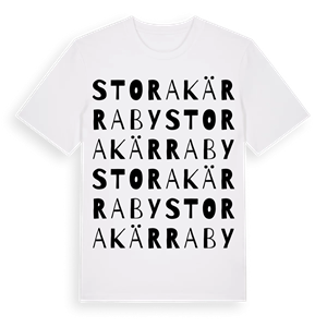 Stora Kärraby ordlek t-shirt – ekologisk bomull t-shirt från Pinshirt