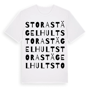Stora Stägelhult ordlek t-shirt – ekologisk bomull t-shirt från Pinshirt