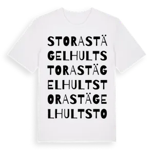 Stora Stägelhult ordlek t-shirt – ekologisk bomull t-shirt från Pinshirt