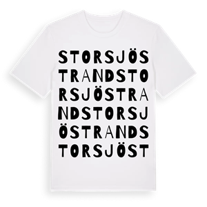 Storsjöstrand ordlek t-shirt – ekologisk bomull t-shirt från Pinshirt