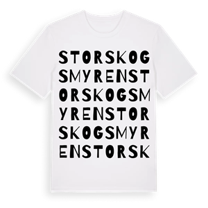 Storskogsmyren ordlek t-shirt – ekologisk bomull t-shirt från Pinshirt