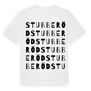 Stubberöd ordlek t-shirt – ekologisk bomull t-shirt från Pinshirt