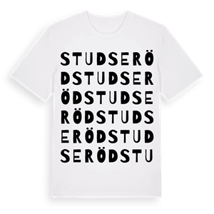 Studseröd ordlek t-shirt – ekologisk bomull t-shirt från Pinshirt