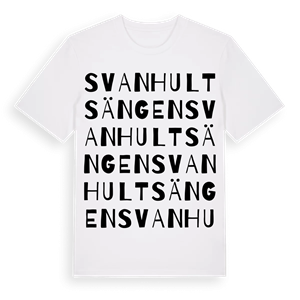 Svanhultsängen ordlek t-shirt – ekologisk bomull t-shirt från Pinshirt