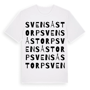Svensåstorp ordlek t-shirt – ekologisk bomull t-shirt från Pinshirt