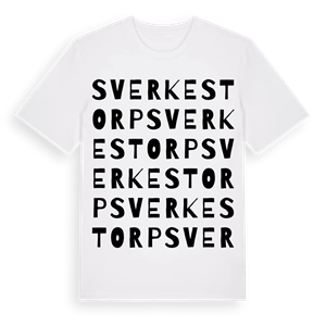 Sverkestorp ordlek t-shirt – ekologisk bomull t-shirt från Pinshirt
