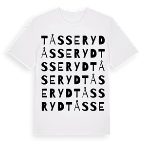 Tåsseryd ordlek t-shirt – ekologisk bomull t-shirt från Pinshirt