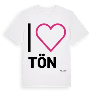 Jag älskar Tön t-shirt stort tryck – ekologisk bomull t-shirt från Pinshirt