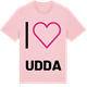 Pink Cotton t-shirt med Jag älskar Udda t-shirt stort tryck