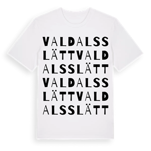 Valdalsslätt ordlek t-shirt – ekologisk bomull t-shirt från Pinshirt
