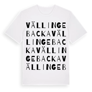 Vällingebacka ordlek t-shirt – ekologisk bomull t-shirt från Pinshirt