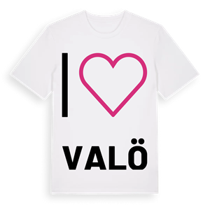 Jag älskar Valö t-shirt stort tryck – ekologisk bomull t-shirt från Pinshirt