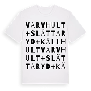 Varvhult + Slättaryd + Källhult ordlek t-shirt – ekologisk bomull t-shirt från Pinshirt