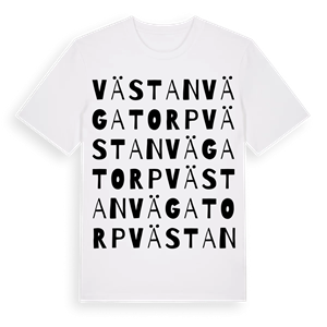 Västanvägatorp ordlek t-shirt – ekologisk bomull t-shirt från Pinshirt