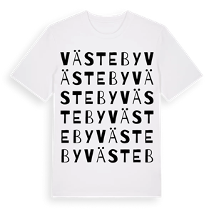 Västeby ordlek t-shirt – ekologisk bomull t-shirt från Pinshirt