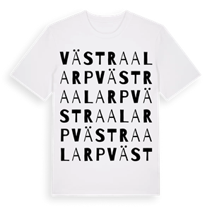 Västra Alarp ordlek t-shirt – ekologisk bomull t-shirt från Pinshirt