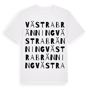 Västra Bränning ordlek t-shirt – ekologisk bomull t-shirt från Pinshirt