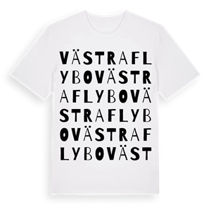 Västra Flybo ordlek t-shirt – ekologisk bomull t-shirt från Pinshirt