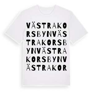 Västra Korsbyn ordlek t-shirt – ekologisk bomull t-shirt från Pinshirt