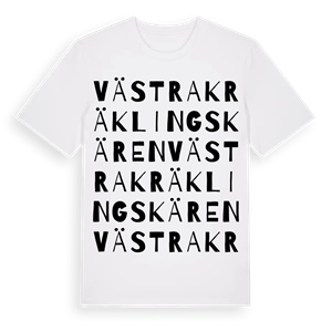Västra Kräklingskären ordlek t-shirt – ekologisk bomull t-shirt från Pinshirt
