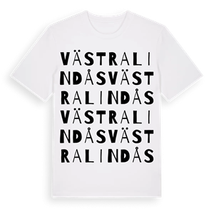 Västra Lindås ordlek t-shirt – ekologisk bomull t-shirt från Pinshirt