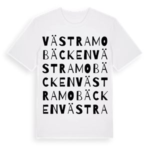 Västra Mobäcken ordlek t-shirt – ekologisk bomull t-shirt från Pinshirt