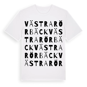 Västra Rörbäck ordlek t-shirt – ekologisk bomull t-shirt från Pinshirt