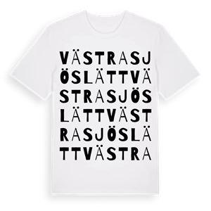 Västra Sjöslätt ordlek t-shirt – ekologisk bomull t-shirt från Pinshirt
