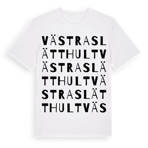 Västra Slätthult ordlek t-shirt – ekologisk bomull t-shirt från Pinshirt