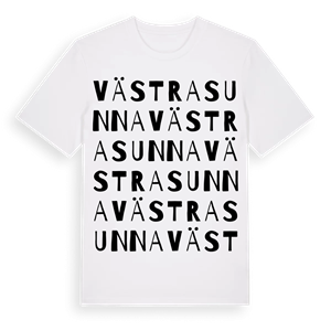 Västra Sunna ordlek t-shirt – ekologisk bomull t-shirt från Pinshirt