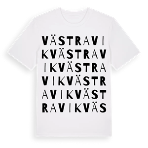 Västra Vik ordlek t-shirt – ekologisk bomull t-shirt från Pinshirt
