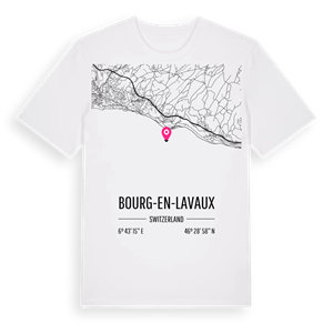 Bourg-en-Lavaux karta t-shirt – ekologisk bomull t-shirt från Pinshirt