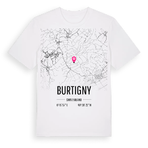 Burtigny karta t-shirt – ekologisk bomull t-shirt från Pinshirt