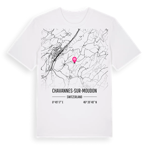 Chavannes-sur-Moudon karta t-shirt – ekologisk bomull t-shirt från Pinshirt