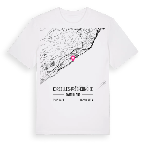 Corcelles-près-Concise karta t-shirt – ekologisk bomull t-shirt från Pinshirt