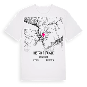 District d'Aigle karta t-shirt – ekologisk bomull t-shirt från Pinshirt