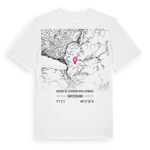 District de la Riviera-Pays-d'Enhaut karta t-shirt – ekologisk bomull t-shirt från Pinshirt