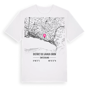 District de Lavaux-Oron karta t-shirt – ekologisk bomull t-shirt från Pinshirt