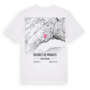 District de Morges karta t-shirt – ekologisk bomull t-shirt från Pinshirt