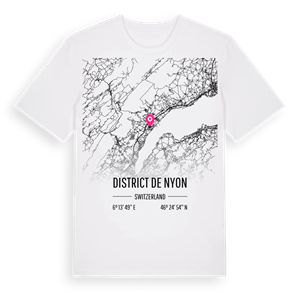 District de Nyon karta t-shirt – ekologisk bomull t-shirt från Pinshirt