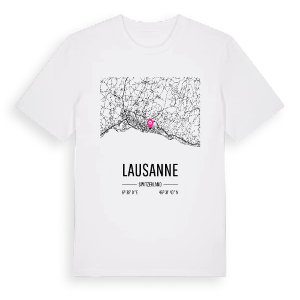 Lausanne karta t-shirt – ekologisk bomull t-shirt från Pinshirt