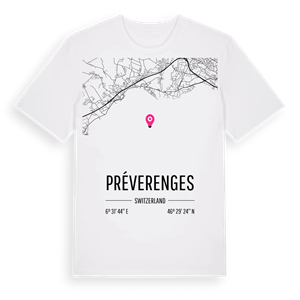 Préverenges karta t-shirt – ekologisk bomull t-shirt från Pinshirt