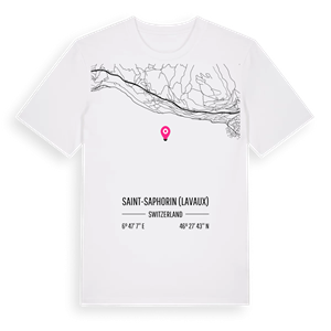 Saint-Saphorin (Lavaux) karta t-shirt – ekologisk bomull t-shirt från Pinshirt