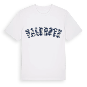 Valbroye college t-shirt – ekologisk bomull t-shirt från Pinshirt