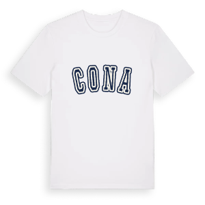 Cona college t-shirt – ekologisk bomull t-shirt från Pinshirt