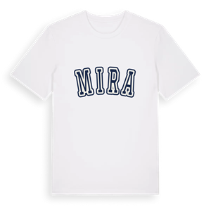 Mira college t-shirt – ekologisk bomull t-shirt från Pinshirt