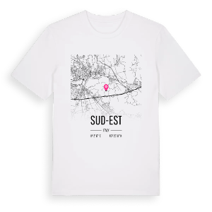 Sud-Est karta t-shirt – ekologisk bomull t-shirt från Pinshirt