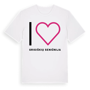 Jag älskar Grigiškių seniūnija t-shirt stort tryck – ekologisk bomull t-shirt från Pinshirt